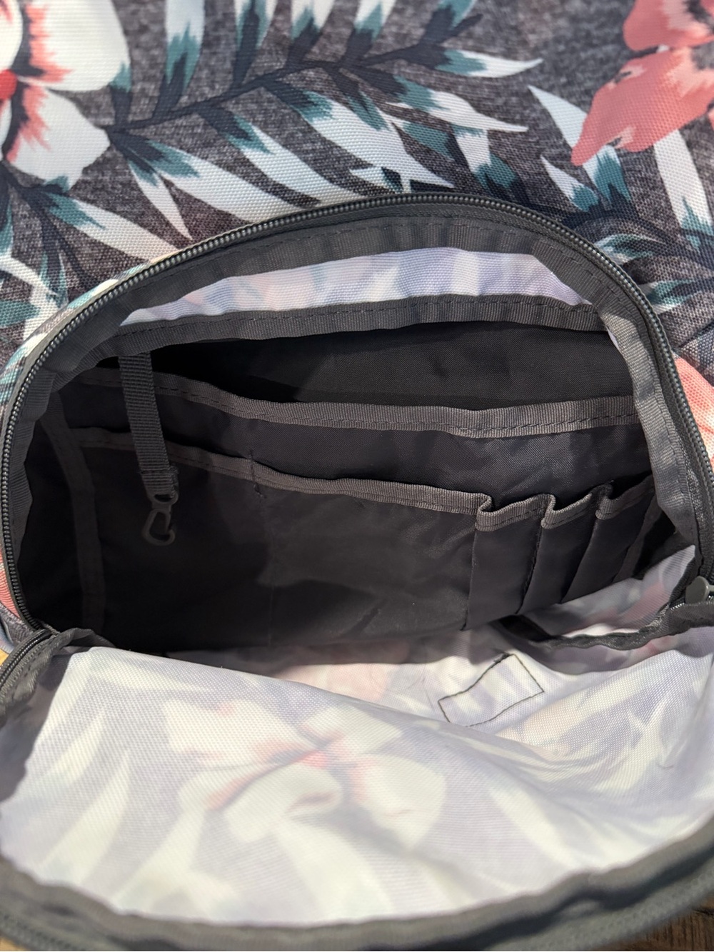 Roxy Floral Tropical Backpack in Pink and Gray - Picture 6 of 8
